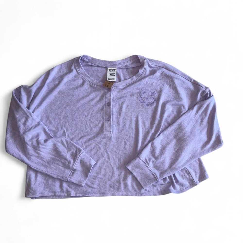 PINK by Victoria’s Secret Purple Cropped Sleep Shirt NWT